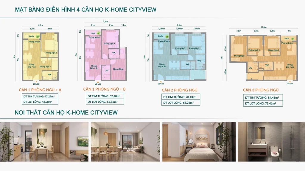 Mặt bằng bố trí căn hộ Nhà ở xã hội Tân Hòa (K-Home Cityview)