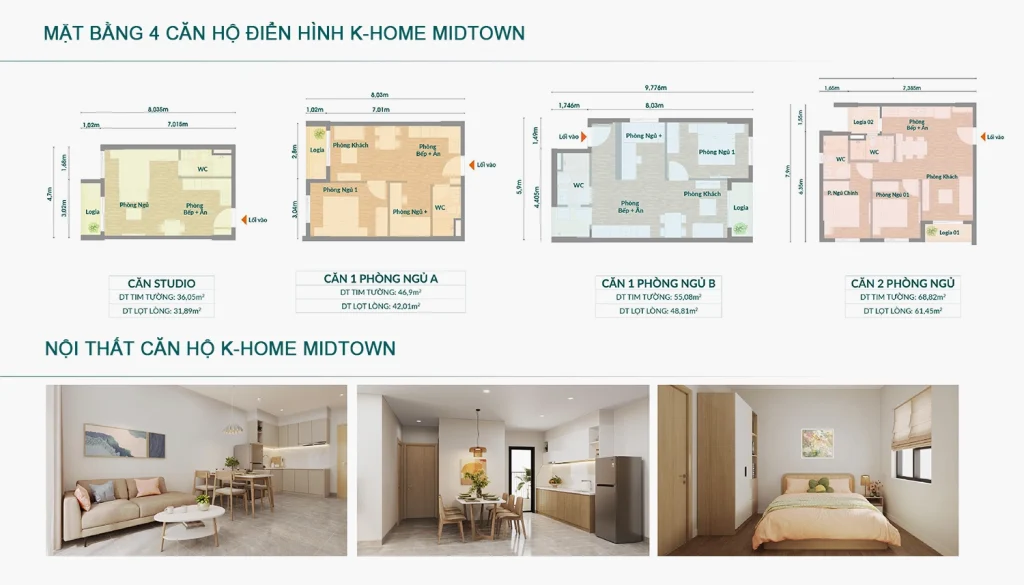 Mặt bằng bố trí căn hộ Nhà ở xã hội Trảng Bom (K-Home Midtown)