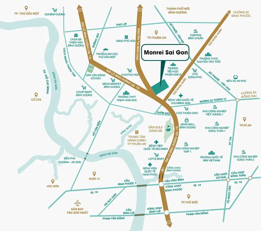 Monrei Saigon nằm tại vị trí chiến lược “tâm điểm Metro - Vành đai 3”, thuộc khu vực Đông Bắc TP.HCM