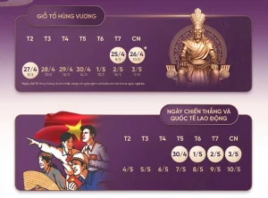 Lịch nghỉ lễ Giỗ Tổ Hùng Vương, 30/4 - 1/5 và Quốc Khánh 2/9 năm 2026 chính thức
