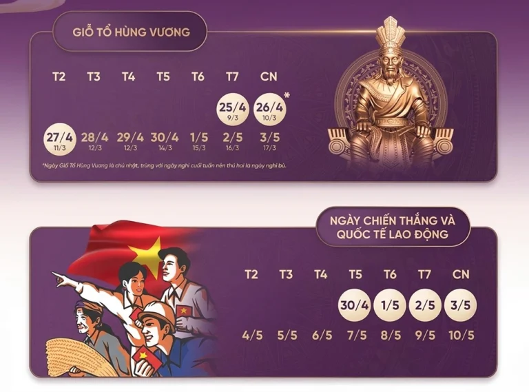 Lịch nghỉ lễ Giỗ Tổ Hùng Vương, 30/4 - 1/5 và Quốc Khánh 2/9 năm 2026 chính thức