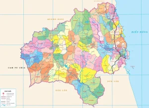 Bản đồ hành chính tỉnh Gia Lai, file khổ lớn, bản chuẩn
