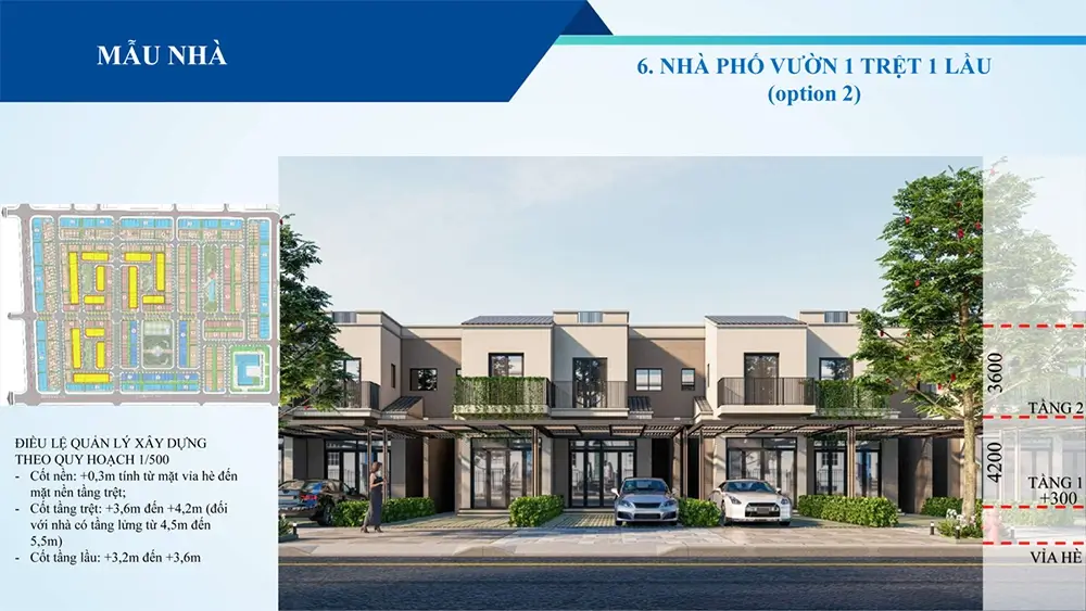 Mẫu nhà vườn 1 trệt, 1 lầu (Green City Becamex)