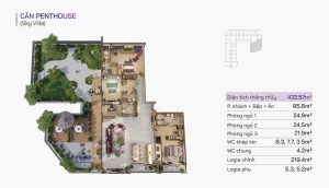 Mặt bằng bố trí căn hộ loại Penhouse - CH Nam Mekong Grand Plaza