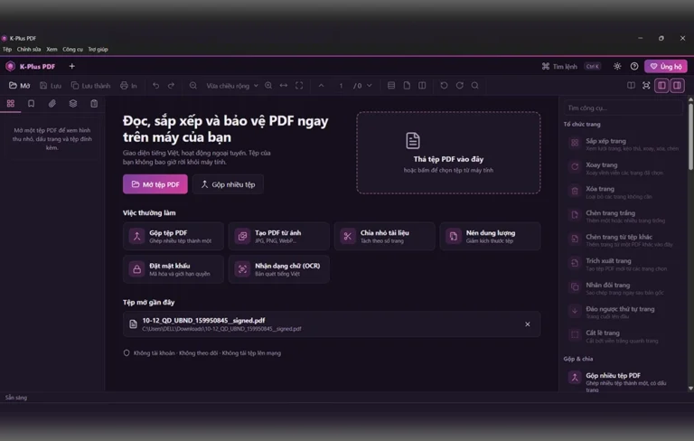 Phần mềm K-Plus PDF mở và xử lý tài liệu PDF toàn diện miễn phí